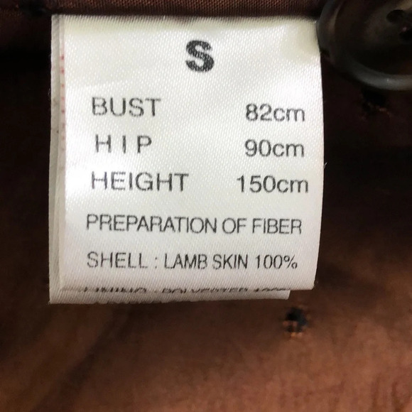 First Avenue Women's Brown Lamb Skin Leather Single Breasted Jacket Size S - Picture 4 of 4